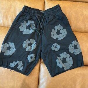 Denim Tears Monochrome Black Shorts The Cotton Wreath Flared Mens Size Large